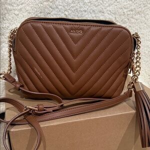 Aldo Tan Chevron Quilted Crossbody/ Shoulder Bag | Worn